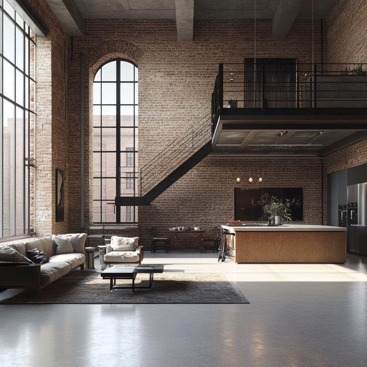 Industrial Living Room: Expose brick and metal accents for an urban edge