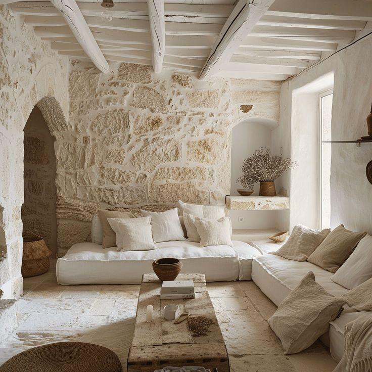 Mediterranean Living Room: Use earthy tones and textured materials for warmth