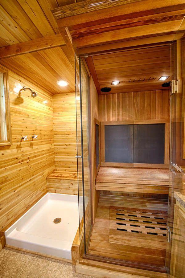 Incorporate a minimalist sauna for ultimate relaxation in‌ your Chalet Bathroom