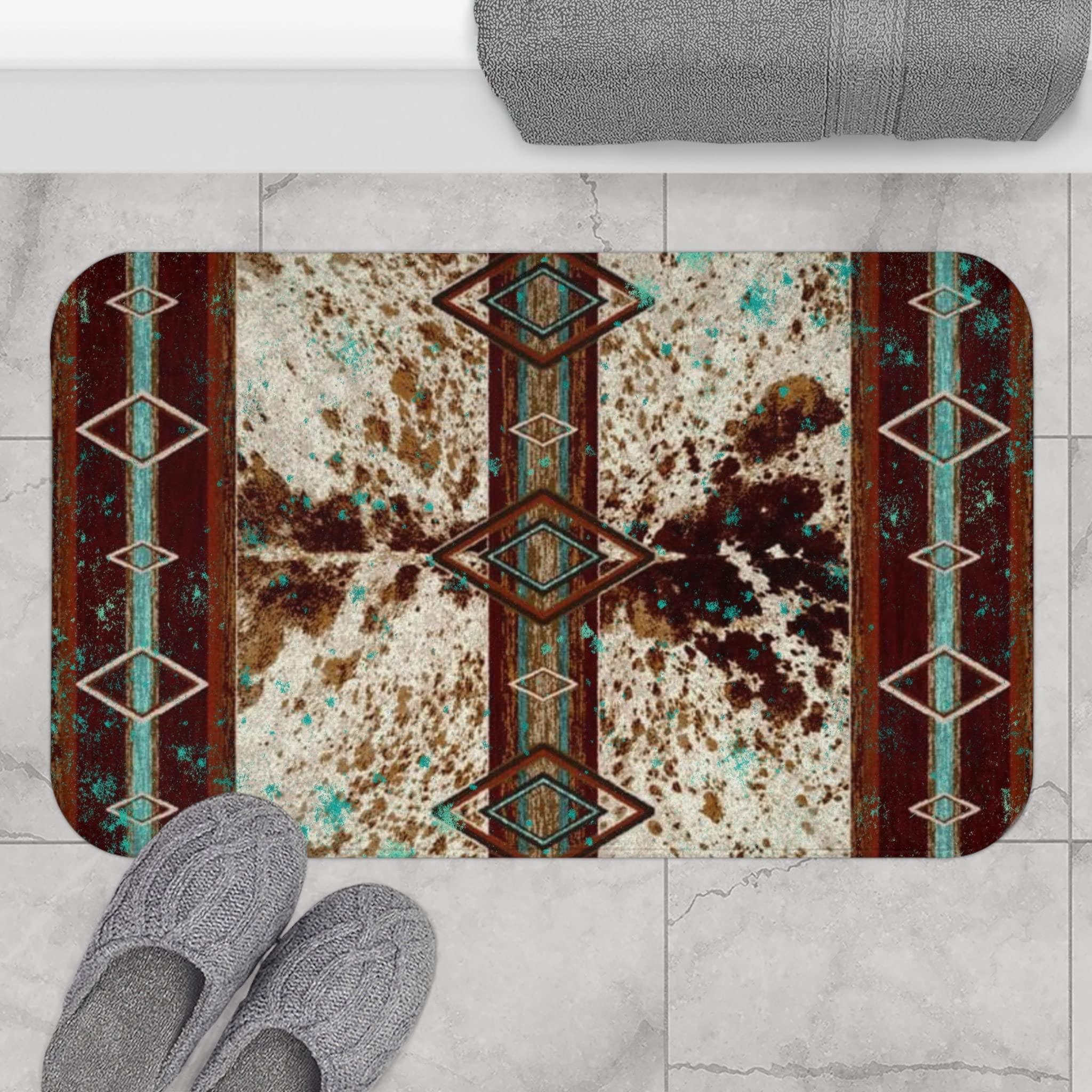 Ethnic print bath mats to reinforce⁣ boho bathroom vibes