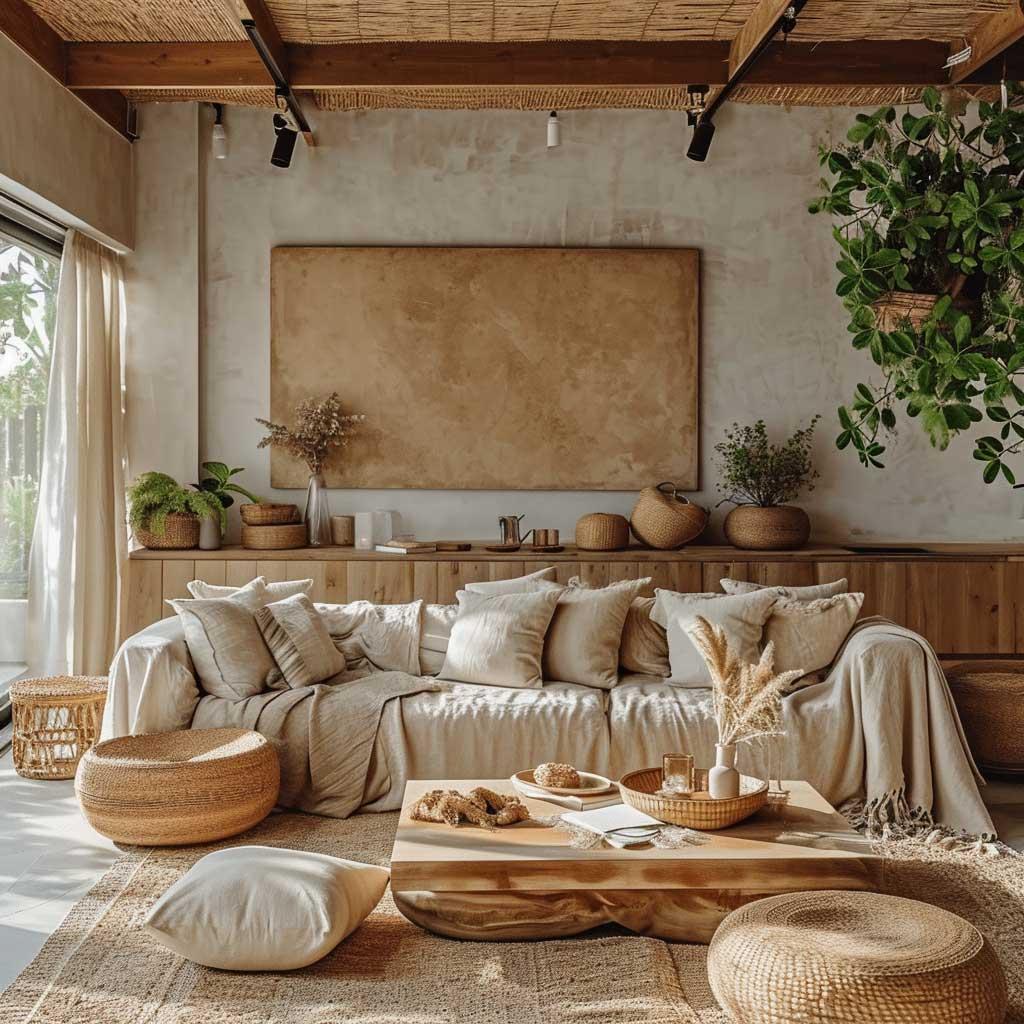 A vintage trunk can serve as both storage and unique decor in your Earthy Living Room