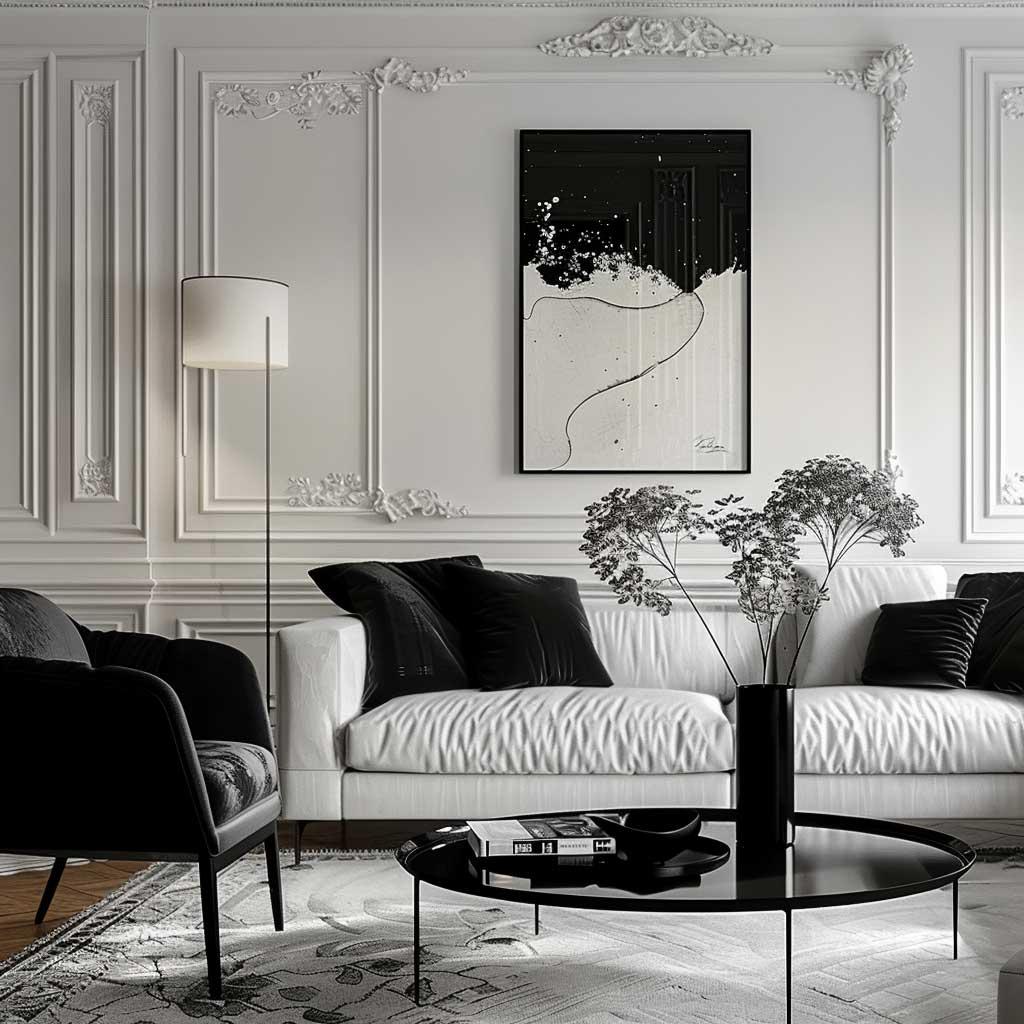 Monochrome Living Room: Achieve sophistication with a black and white palette