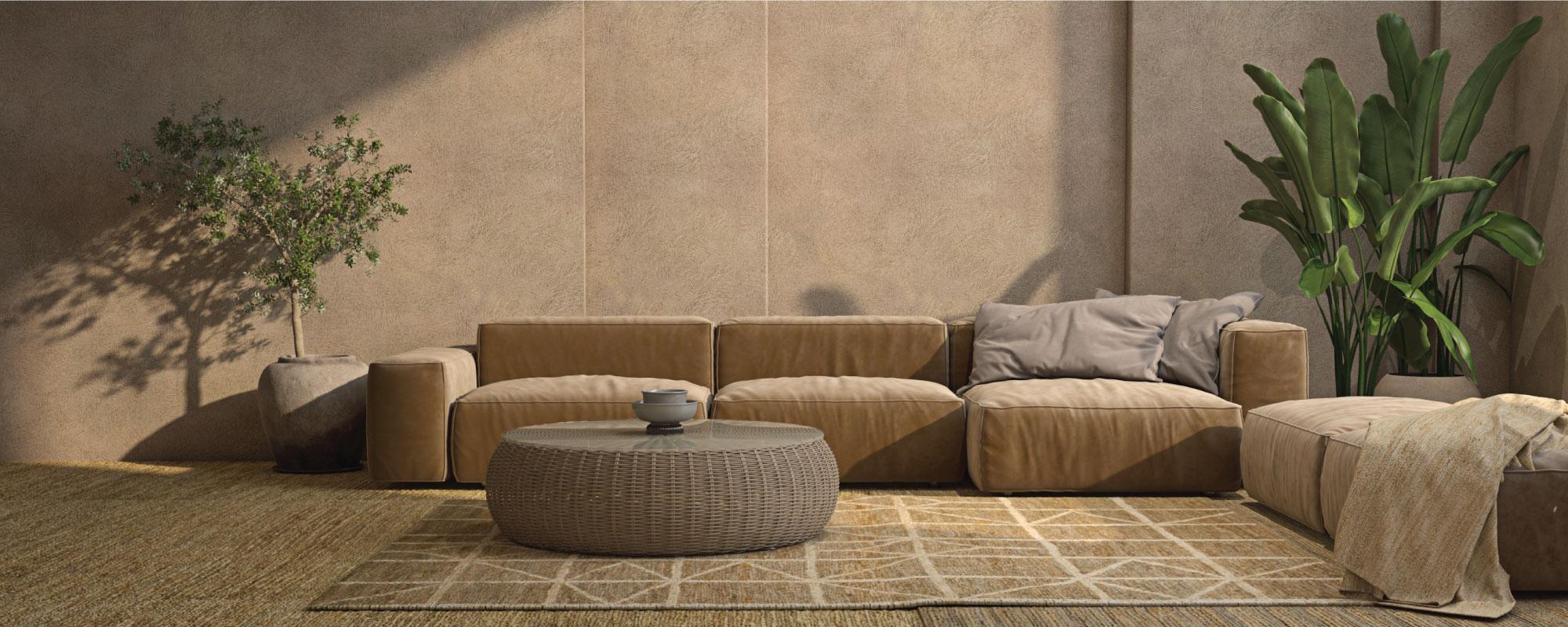 Opt for a jute rug to ground your Earthy Living Room decor