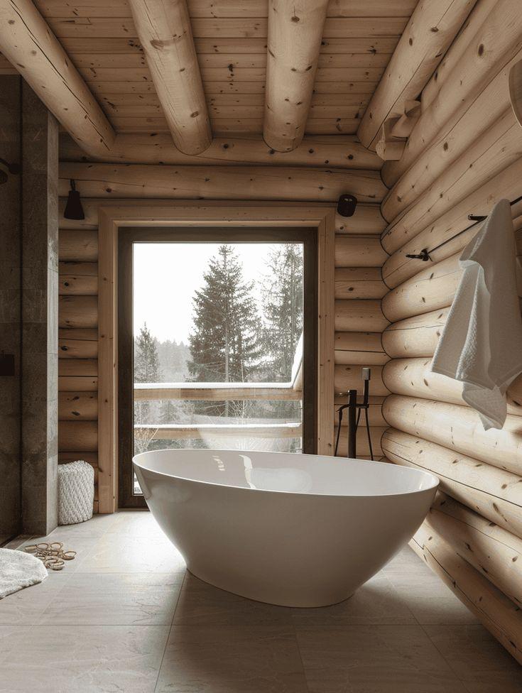 Cozy ‍wood⁣ accents create warmth in your Chalet⁣ Bathroom