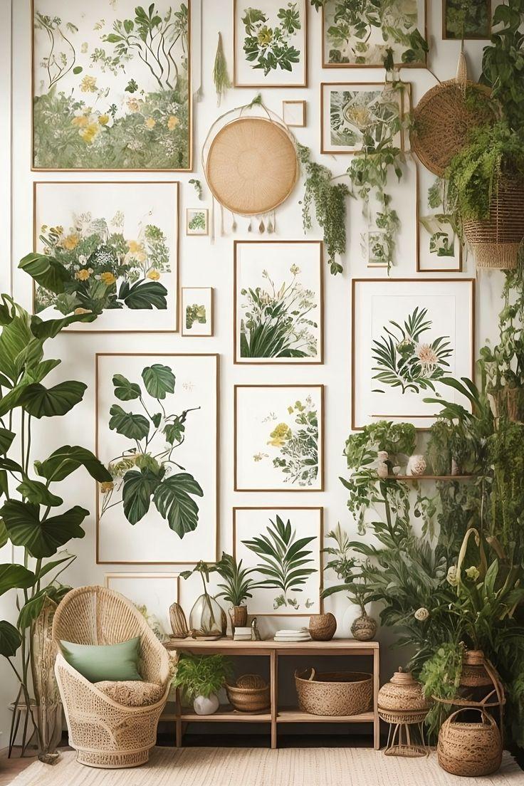 Create a ​gallery wall featuring nature-inspired art‍ in your Earthy‌ Living Room