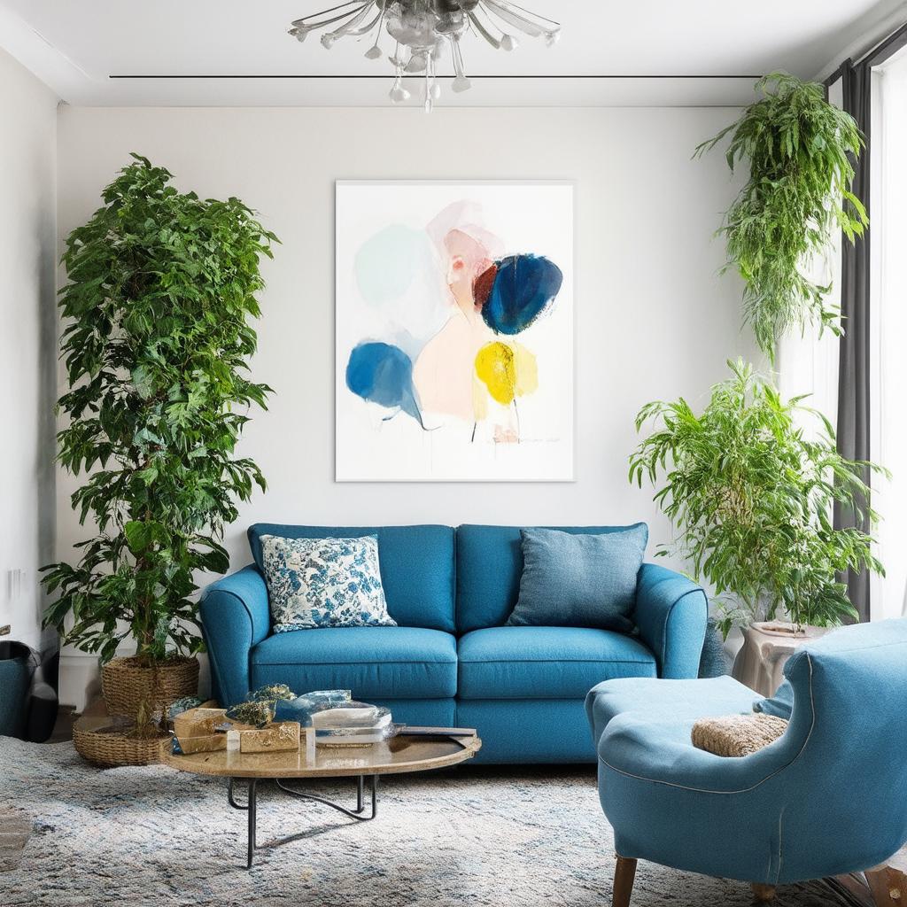 Create a vintage charm with a retro blue living room