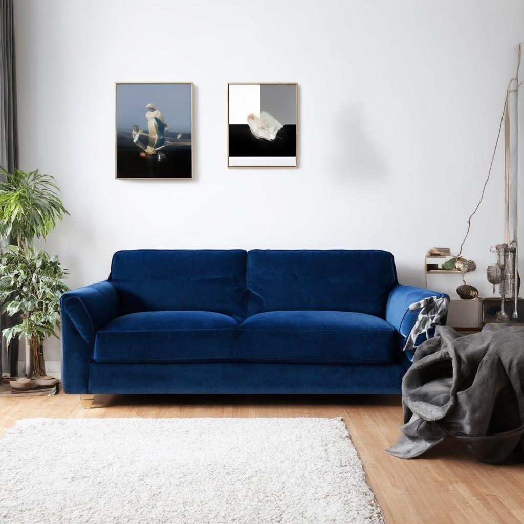 Use a blue velvet ​sofa‌ for luxury in your living room