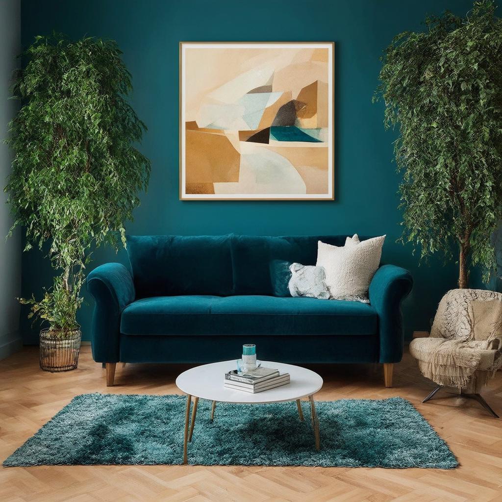 Enhance coziness using deep teal in your blue living room