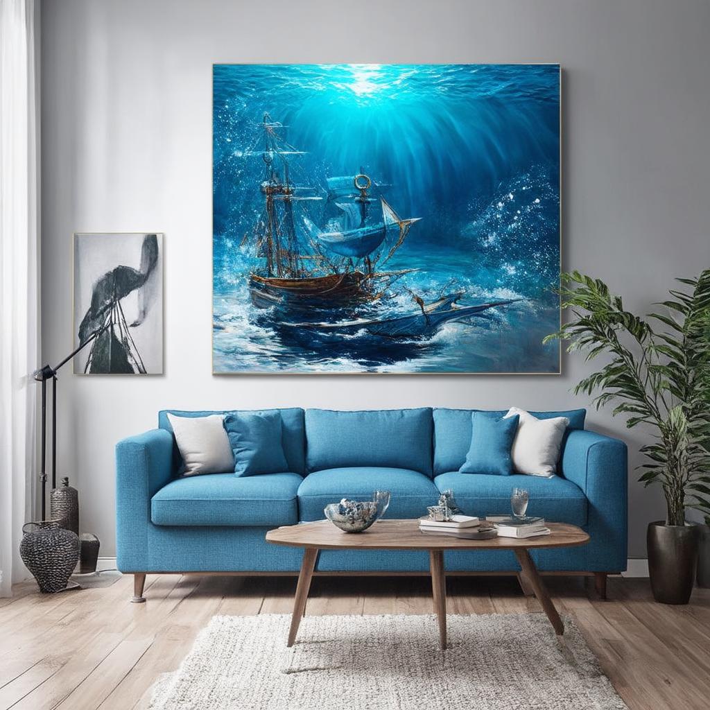 Embrace⁤ nautical themes for ⁣your ​serene blue living ​room