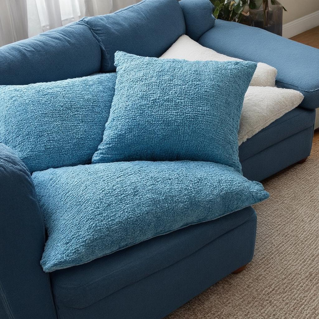 Incorporate⁣ textured throw pillows for‍ a cozy blue living room​ vibe