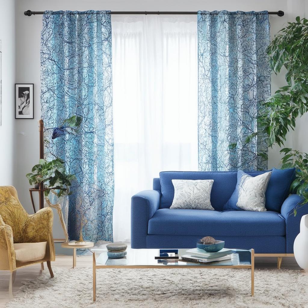 Update your curtains ⁤with sheer⁣ fabrics that‌ complement ⁢the blue ⁤living room