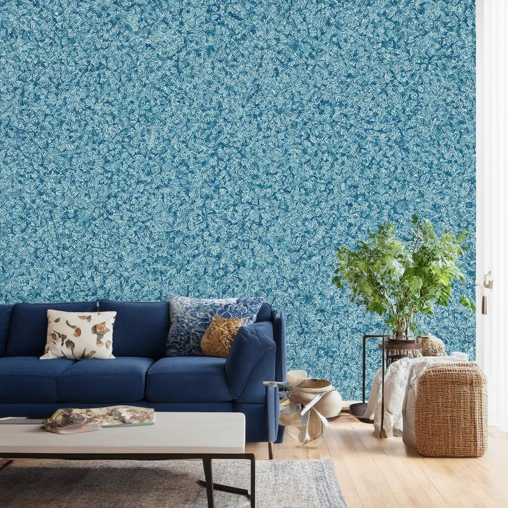 Blend patterns with blue⁤ wallpaper for an eclectic blue living ⁣room