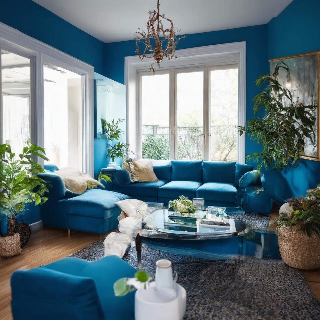 Use‍ mirrors to reflect light and enhance space in the blue living ⁣room