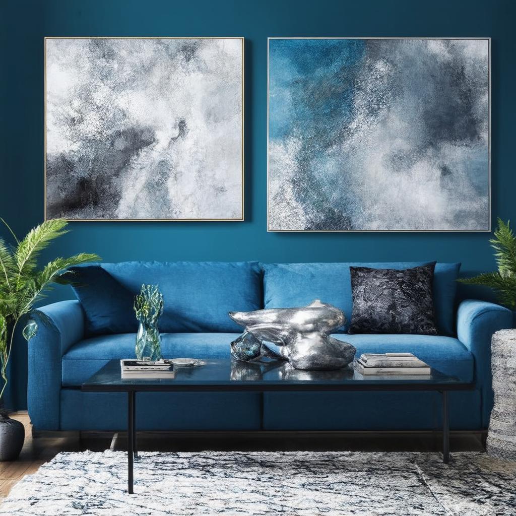 Use silver accents to enhance your blue living room decor