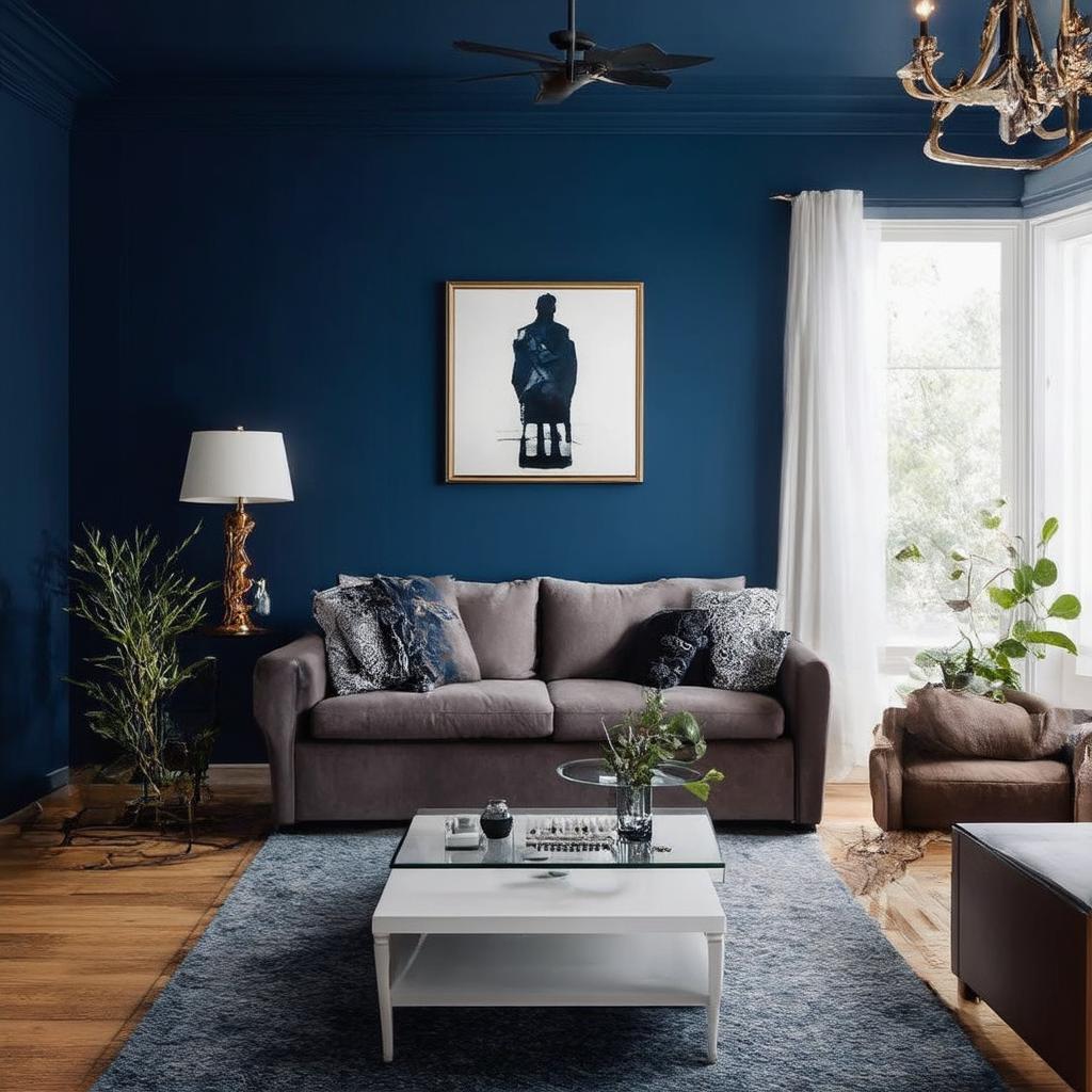 Choose dark blue living room walls for stunning drama