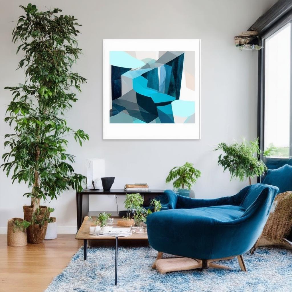 Use multifunctional furniture for an organized blue living room