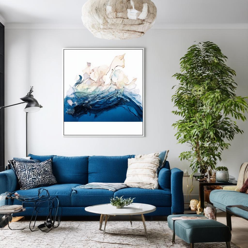 Decorate‍ with stripes ⁣for a classic touch in a blue living room