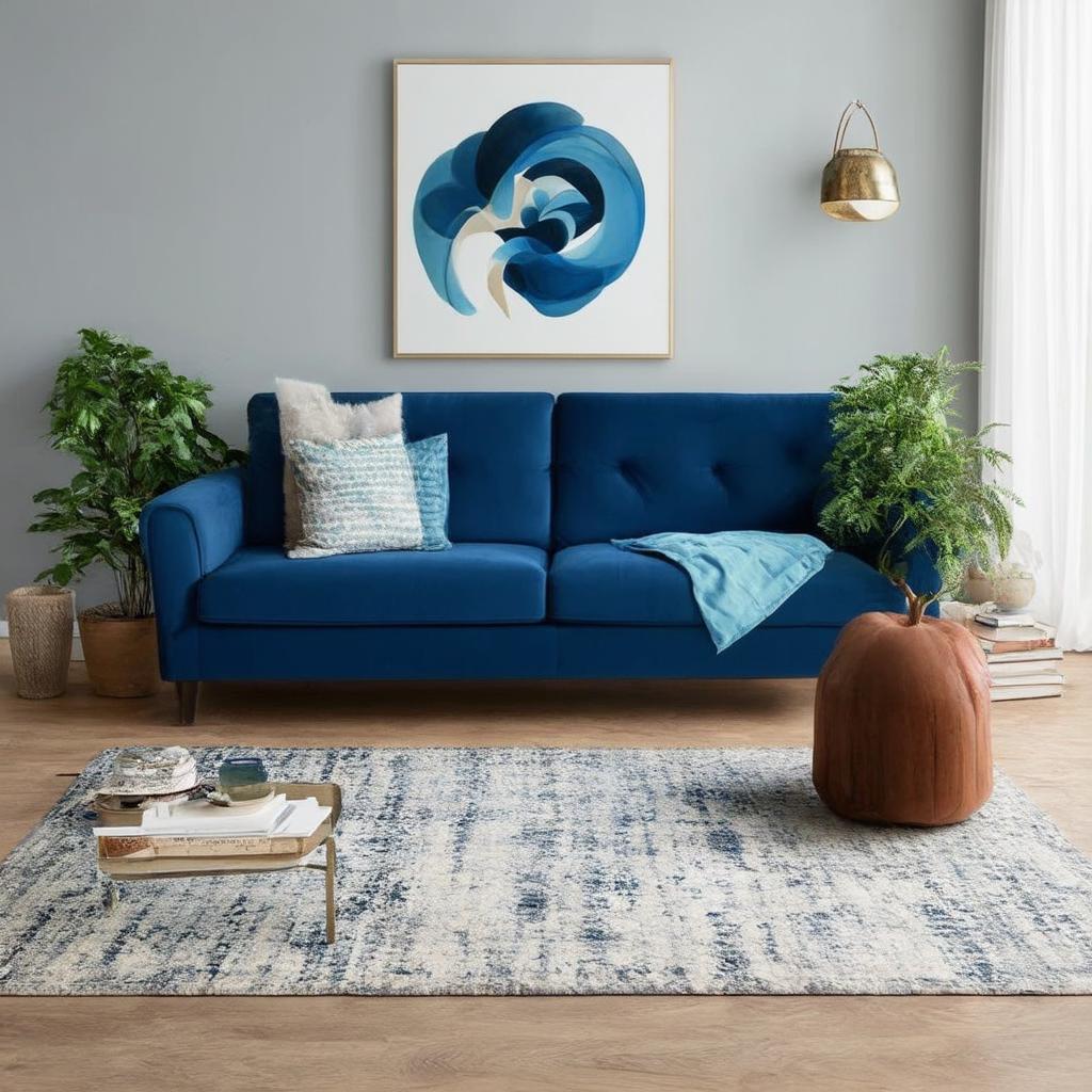 Choose a statement piece like ‌a blue sofa for your living room