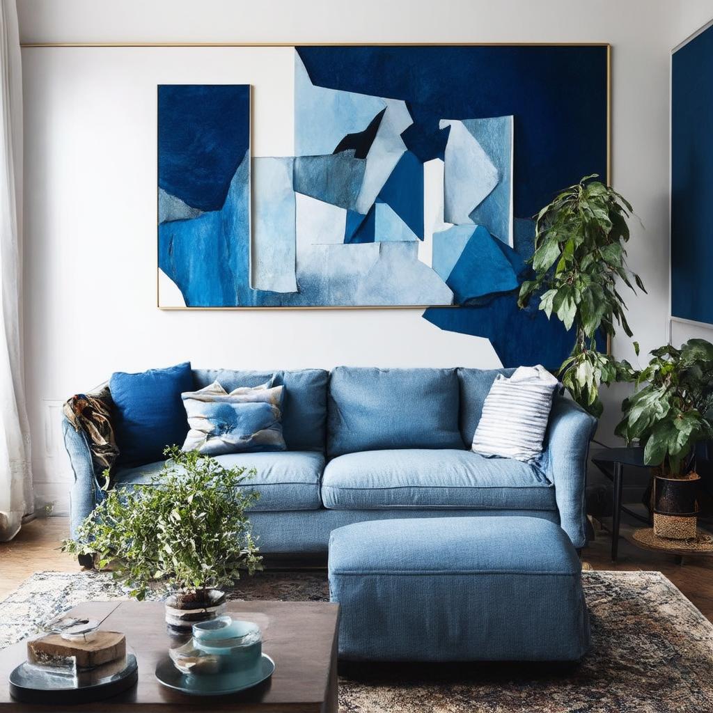 Blend⁤ vintage blue‍ pieces‌ for an eclectic living room style