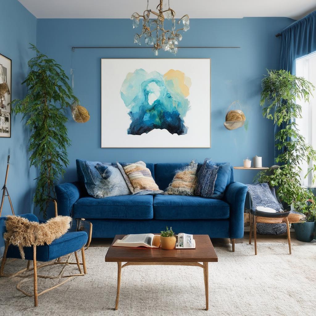 Create a cozy reading nook in your blue living room