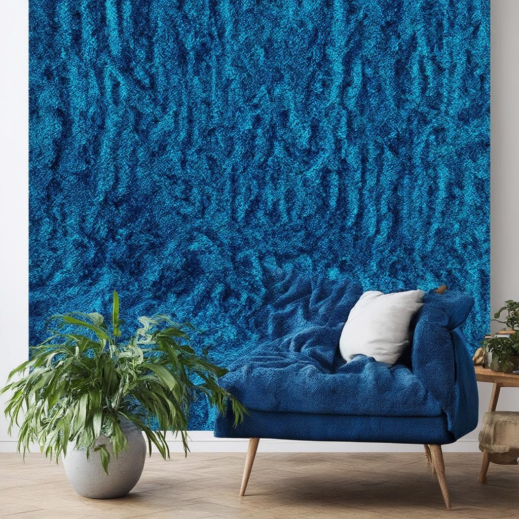 Incorporate a soft, textured throw blanket for added comfort in the blue living room