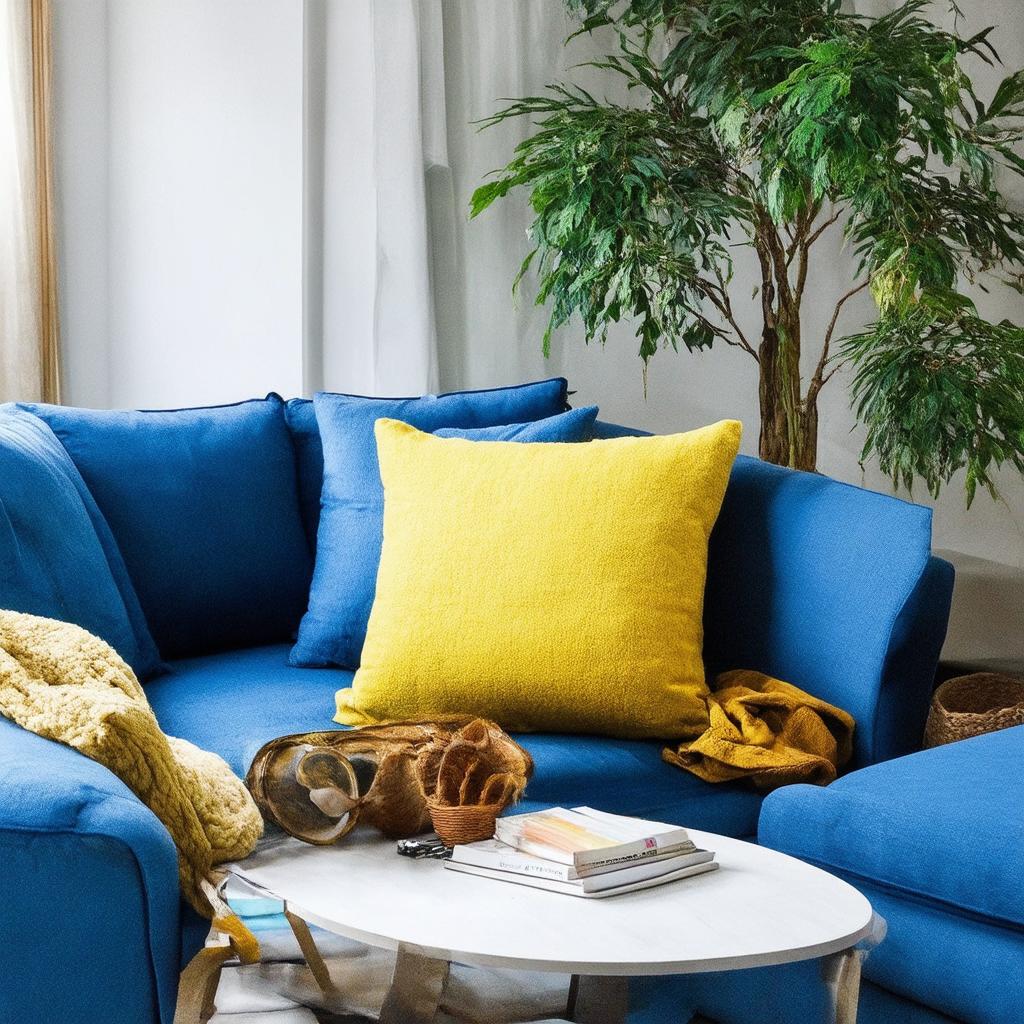 Introduce vibrant throw‍ pillows for a pop of color in your blue living room