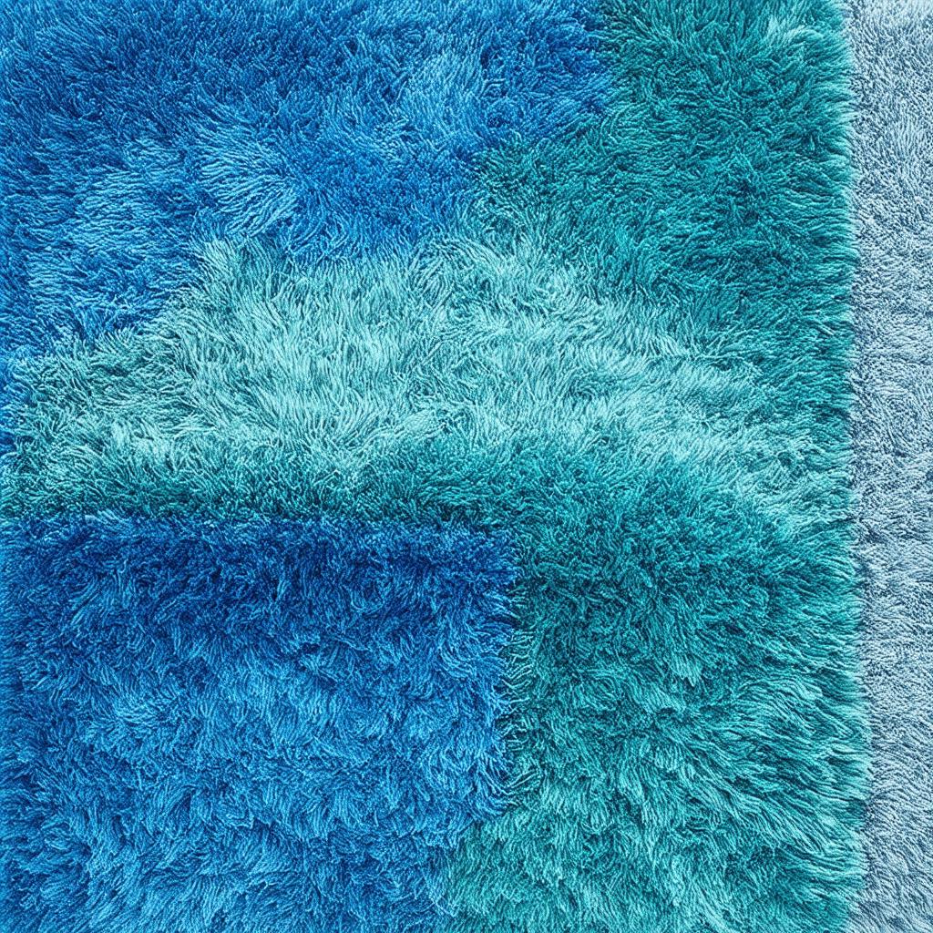 Layer various ​blue textures with rugs for inviting warmth and depth