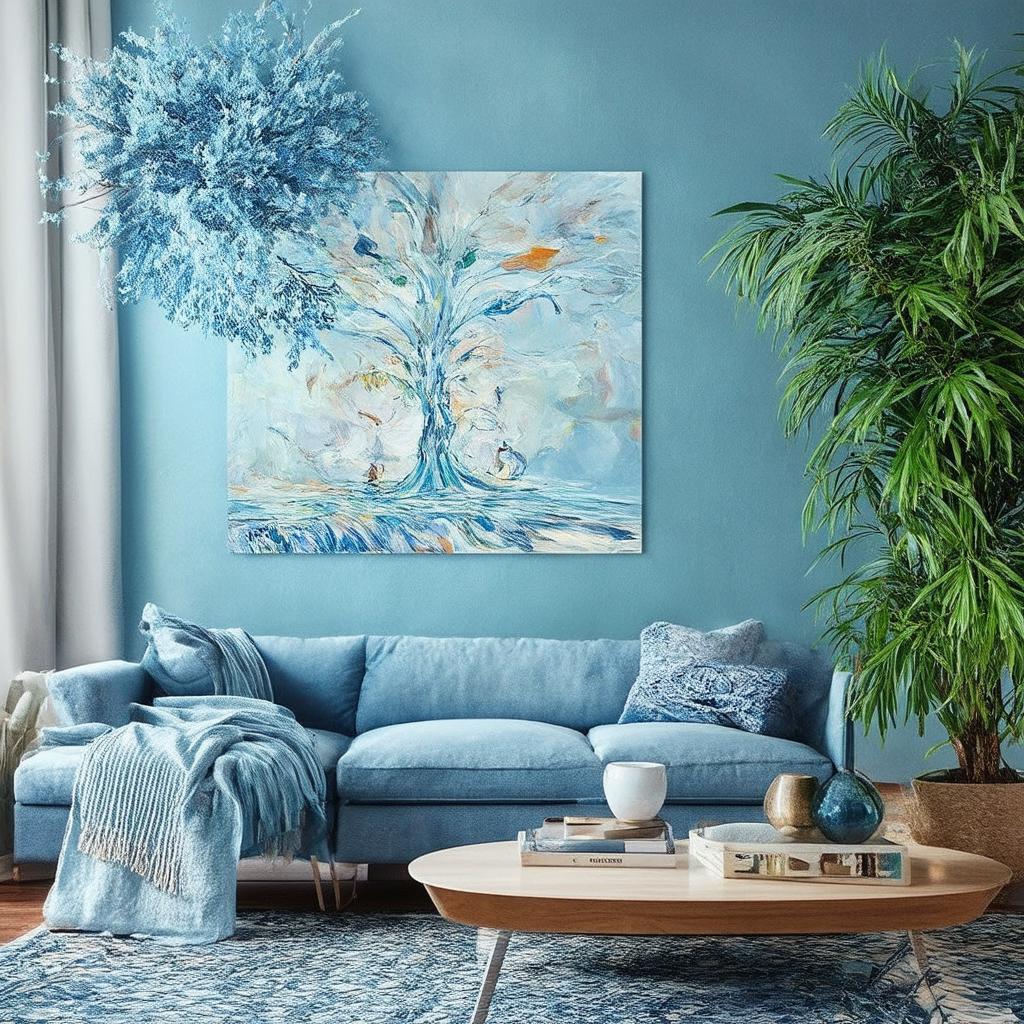 Embrace serenity with a pale blue living room palette