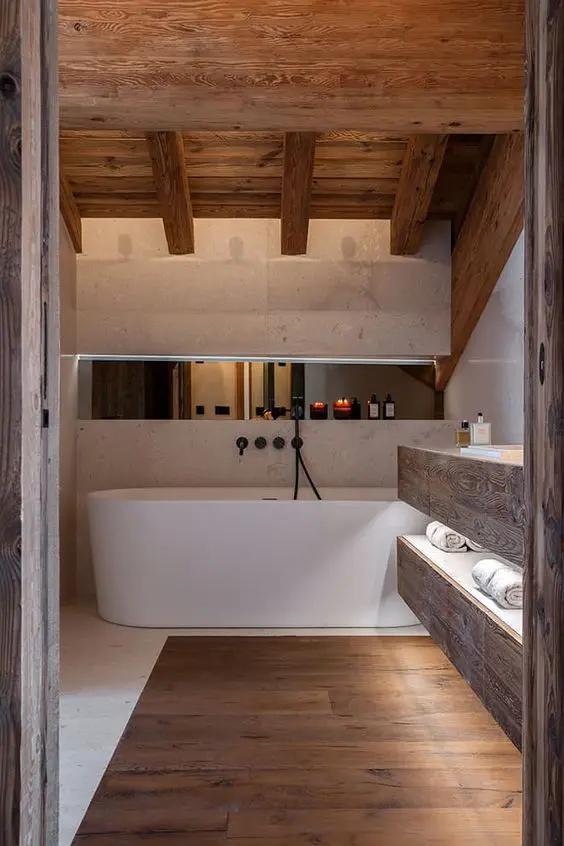 Wall-mounted shelves‌ maximize space​ in⁢ your Chalet Bathroom