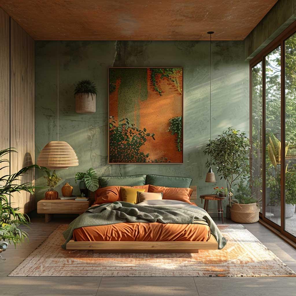 Experiment with different plant sizes and shapes for visual interest in your Earthy Living Room