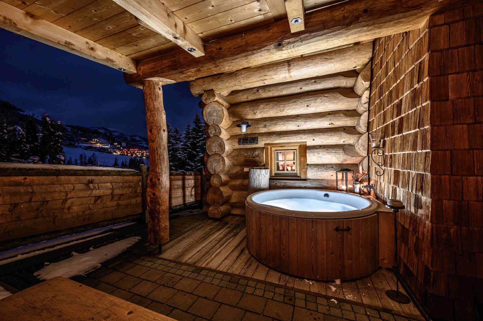 Hot ‌tub ‌proximity: Relaxing just steps away from your Chalet Bathroom