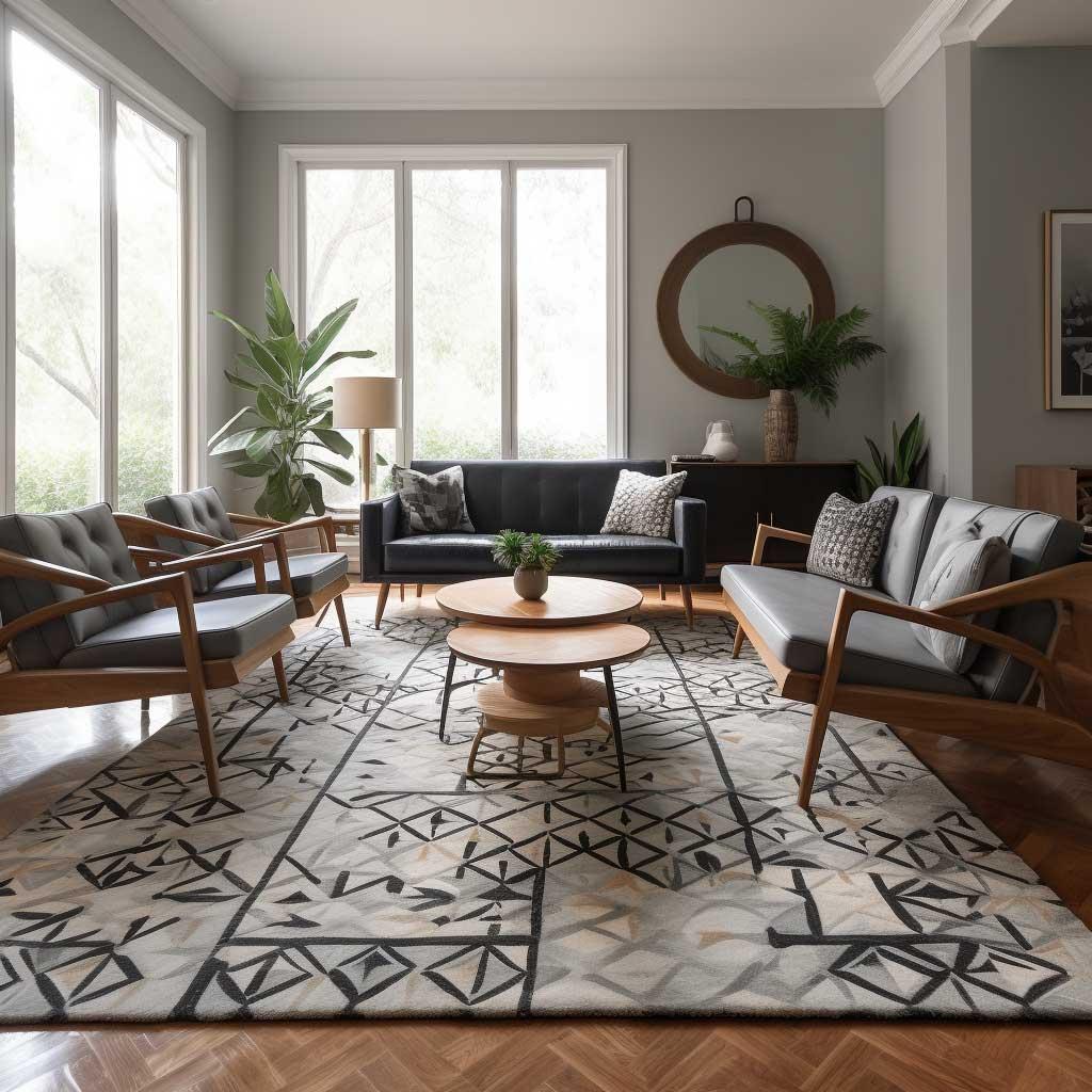 Add a statement rug to anchor the space in your contemporary living​ room