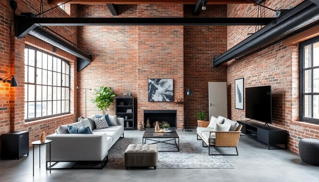 Industrial Living Room: Expose raw ⁢materials for an urban, edgy vibe