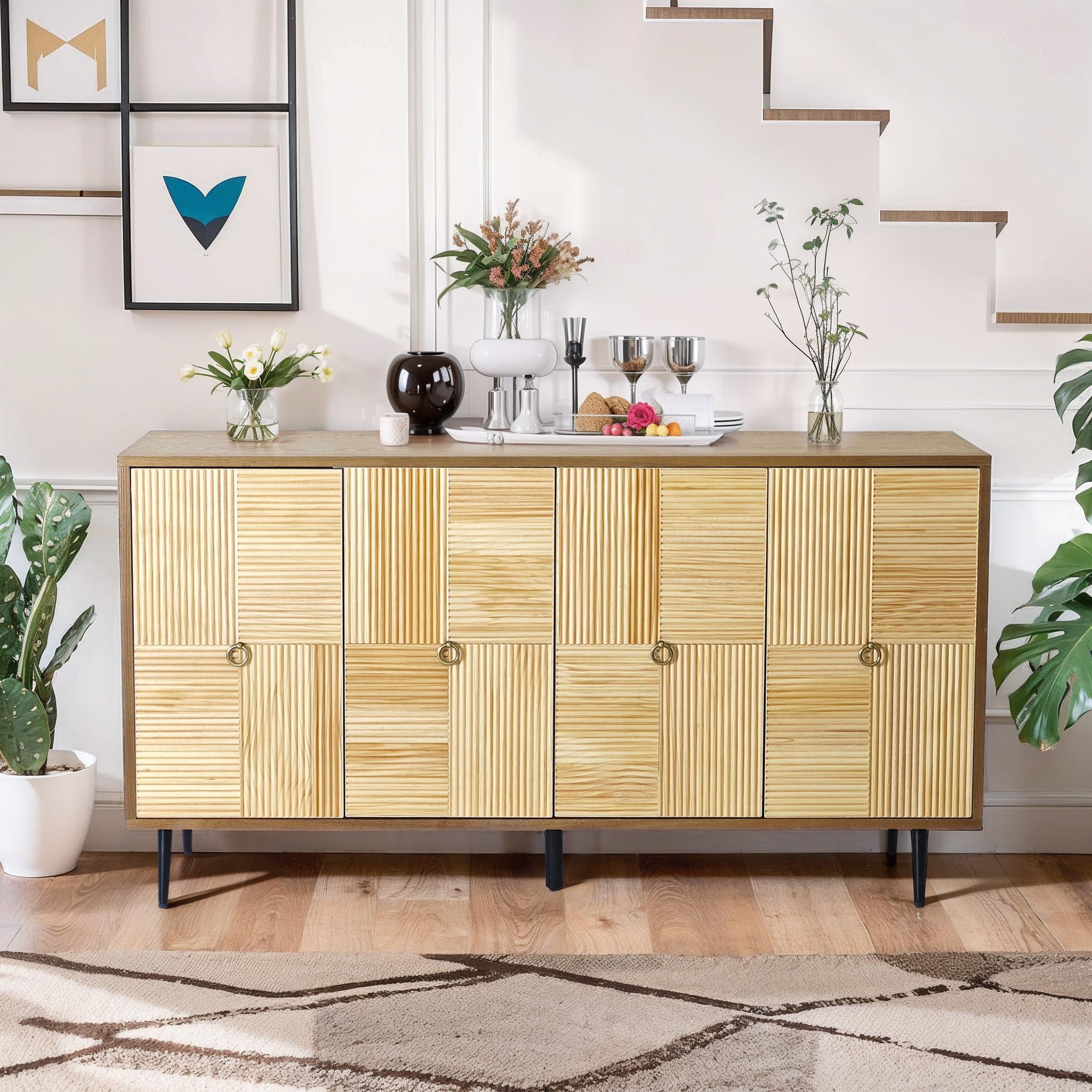 Feature a stylish sideboard to display decor and serve storage in your vintage living room