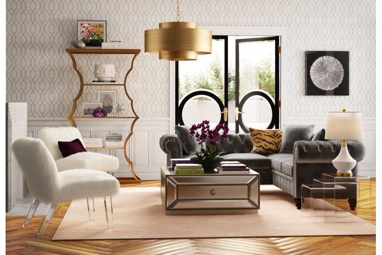 Glam Living Room: Luxe Textures and Metallic⁣ Accents for⁤ Elegance