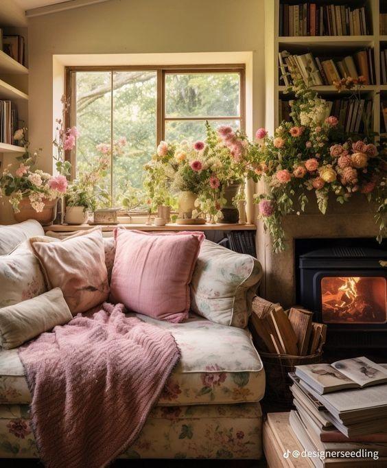 Cottage Living Room:‌ Stay cozy ‍with floral prints and ‍muted color palettes