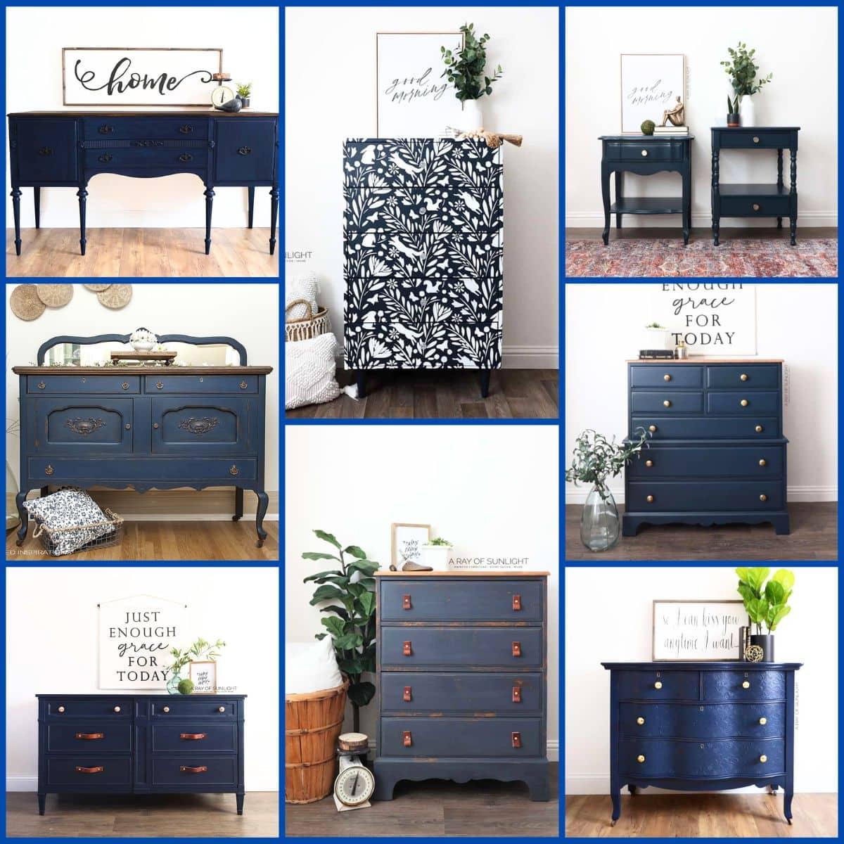 Paint furniture pieces blue⁣ for a cohesive look