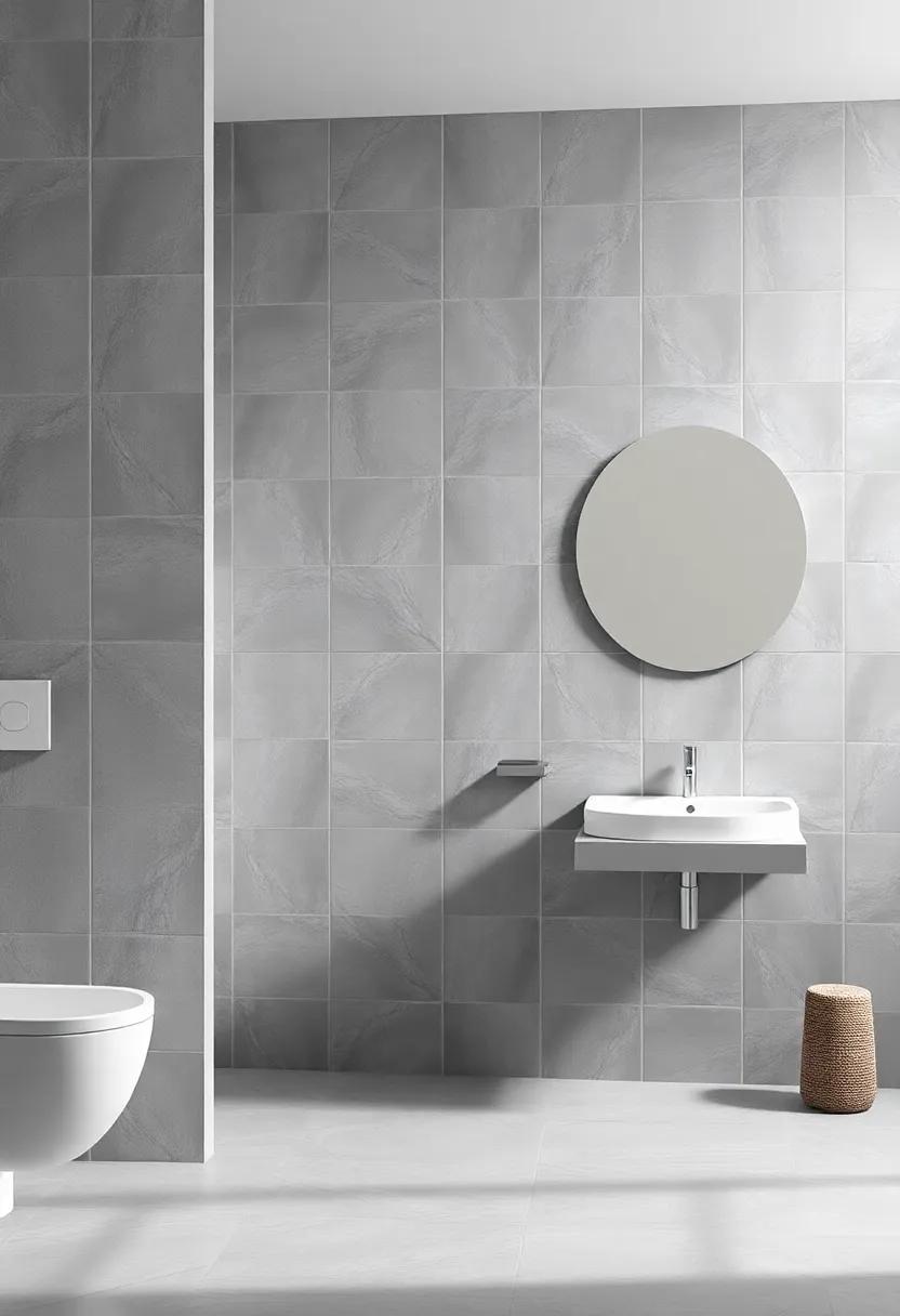 Glimmering Gray​ Tiles: Reflecting Light for Added Dimension