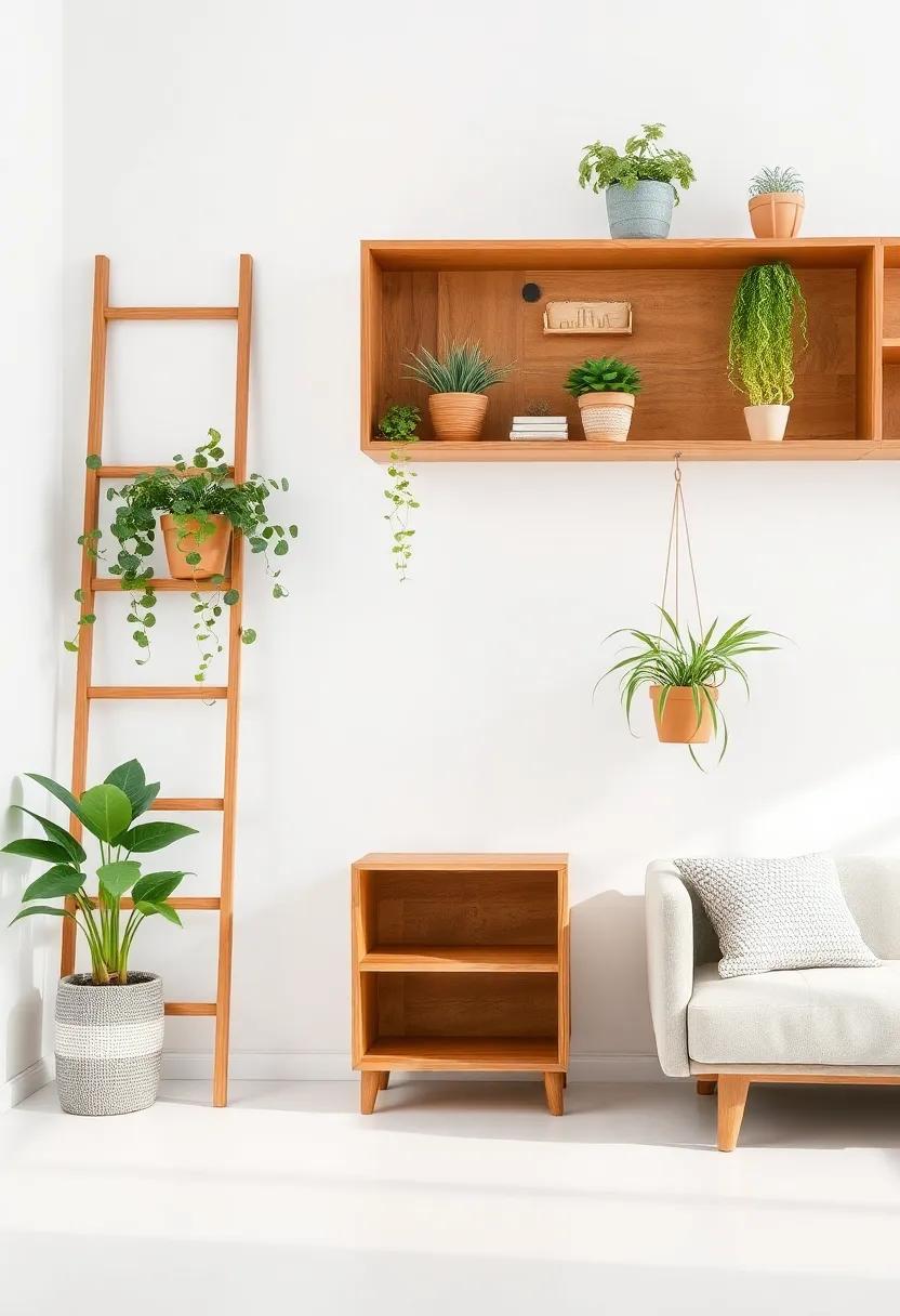 Maximizing Vertical Space: Ladder‌ Shelves​ and Hanging Plants in Small Living Areas