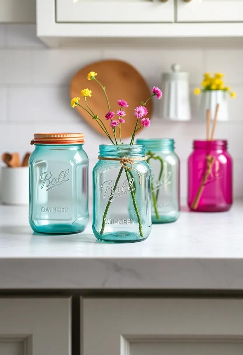 Colorful Mason Jars: perfect for storage or as ‍decorative accents, ‍vibrant jars add a pop of color and ⁤celebrate a country aesthetic