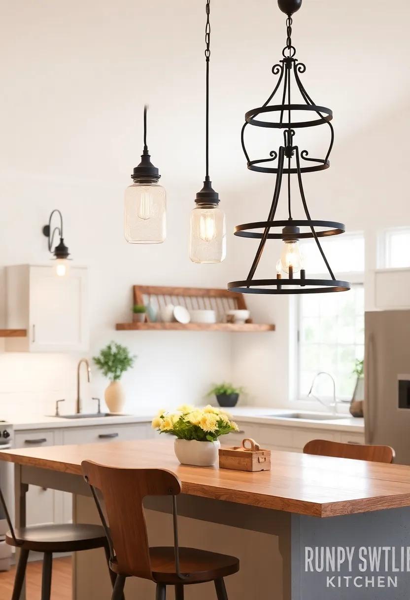 Vintage Lighting Fixtures: From ⁤mason⁤ jar ⁤pendant lights​ to wrought-iron chandeliers, unique lighting adds character and a warm glow to your kitchen