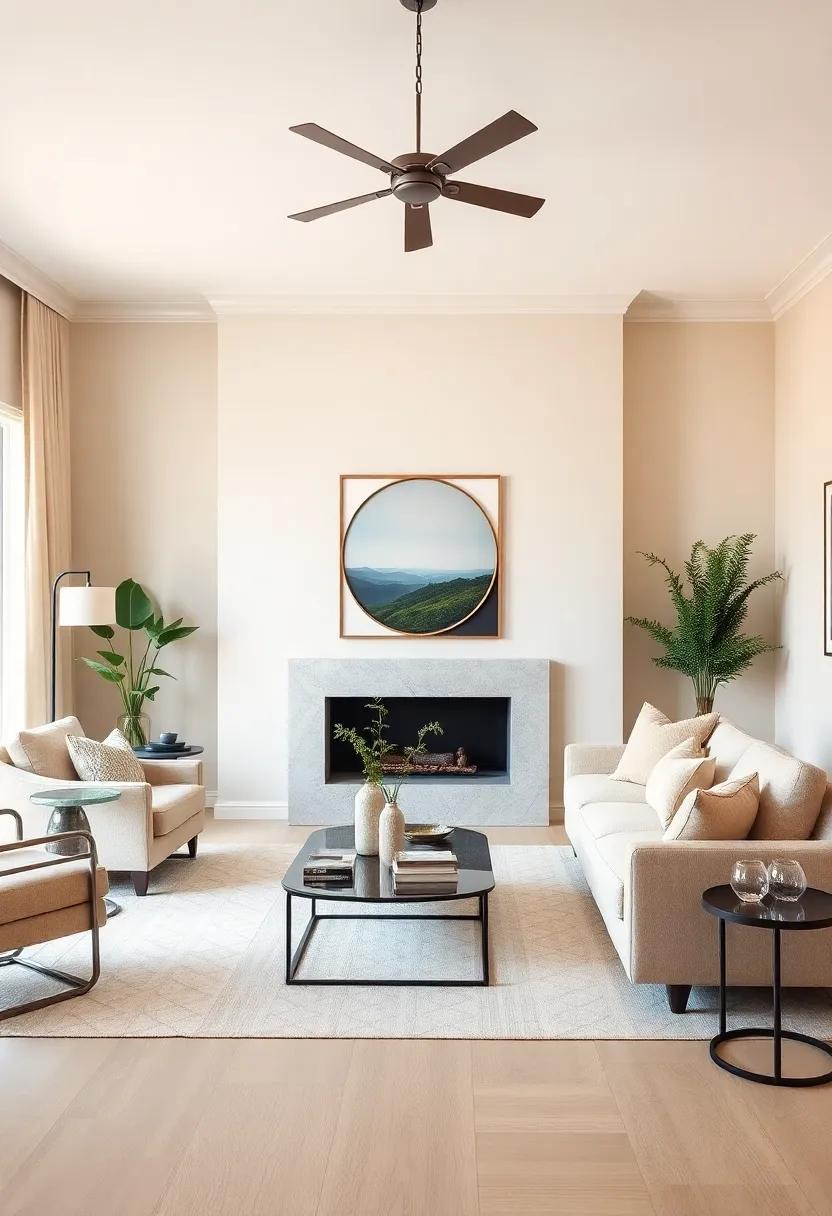Accent Pieces that Pop: Adding Interest to a Chic Beige living Room