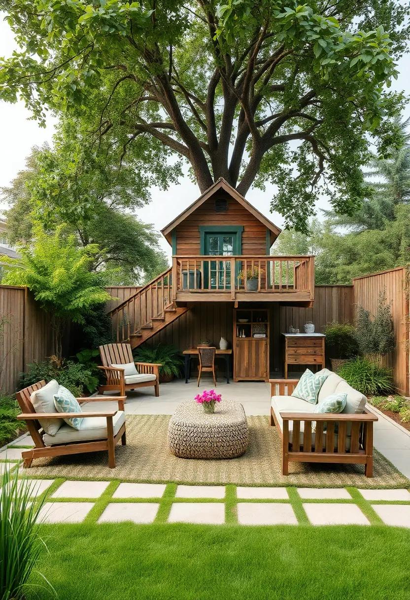 Garden Hideaway: Build a ⁤treehouse ‍or​ playhouse ‌nestled among lush greenery, ​with ​a rustic seating ⁤area for adults just a stone's⁤ throw away, ensuring both ​fun and ⁣serenity