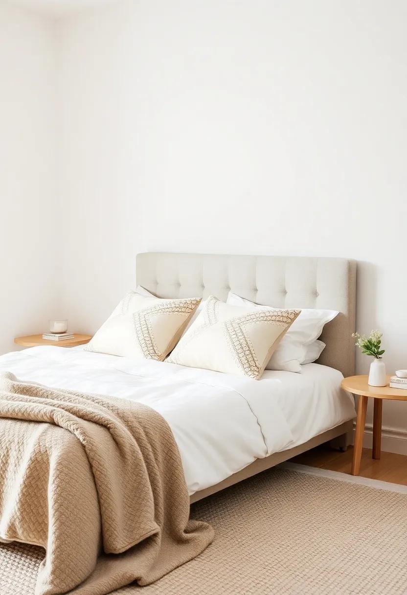 Embrace Minimalism: Enhance‍ a⁤ minimalistic Scandinavian⁤ bedroom ⁤with soft, neutral-colored throw ​pillows that ⁣add comfort​ without‍ clutter