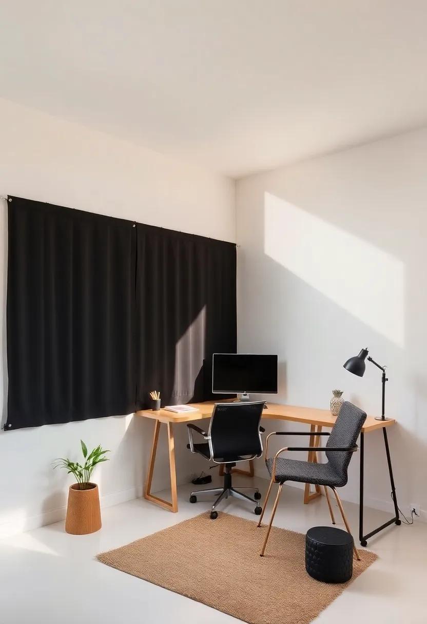 Integrate a blackout curtain or divider to ⁢easily switch from natural‌ light to controlled lighting for focused work