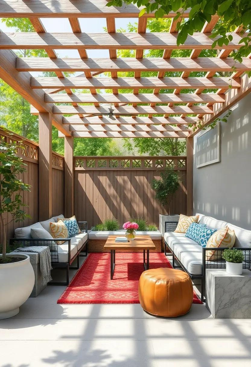 canopied Sanctuary:​ A fence with overhead lattice provides shade while incorporating benches⁢ below, offering a comfortable ⁢space​ to enjoy meals or share stories underneath the trellis