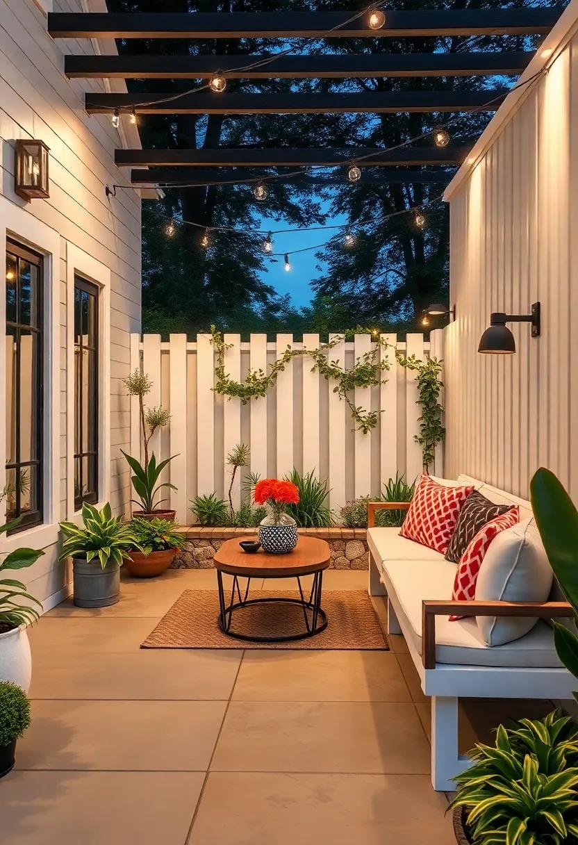 classic White Picket Charm: ​A traditional white‌ picket⁣ fence ‍with integrated benches adds ⁤timeless charm while offering convenience for casual ⁢outdoor ⁣lounging