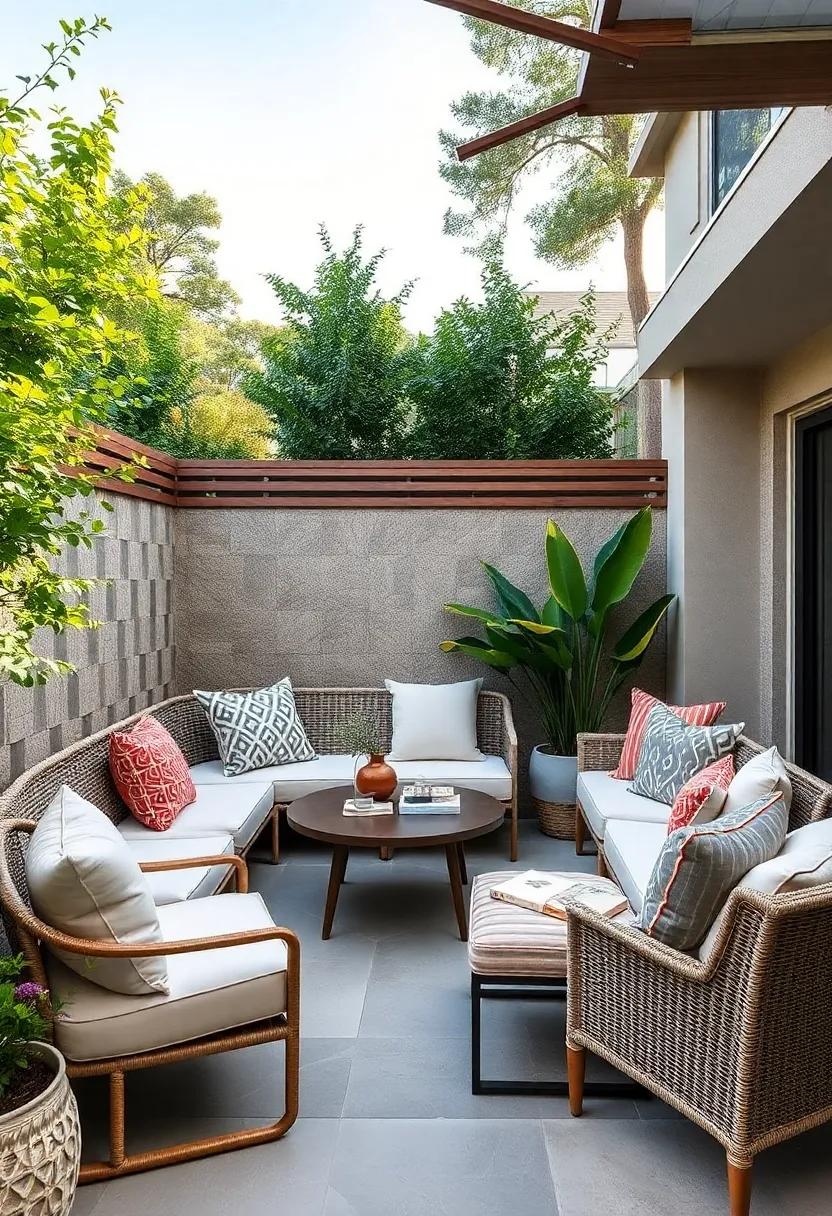 Geometric Play: A geometric-patterned fence with integrated seating creates visual ​interest ‍while ensuring comfort, making it​ a conversation starter at any gathering
