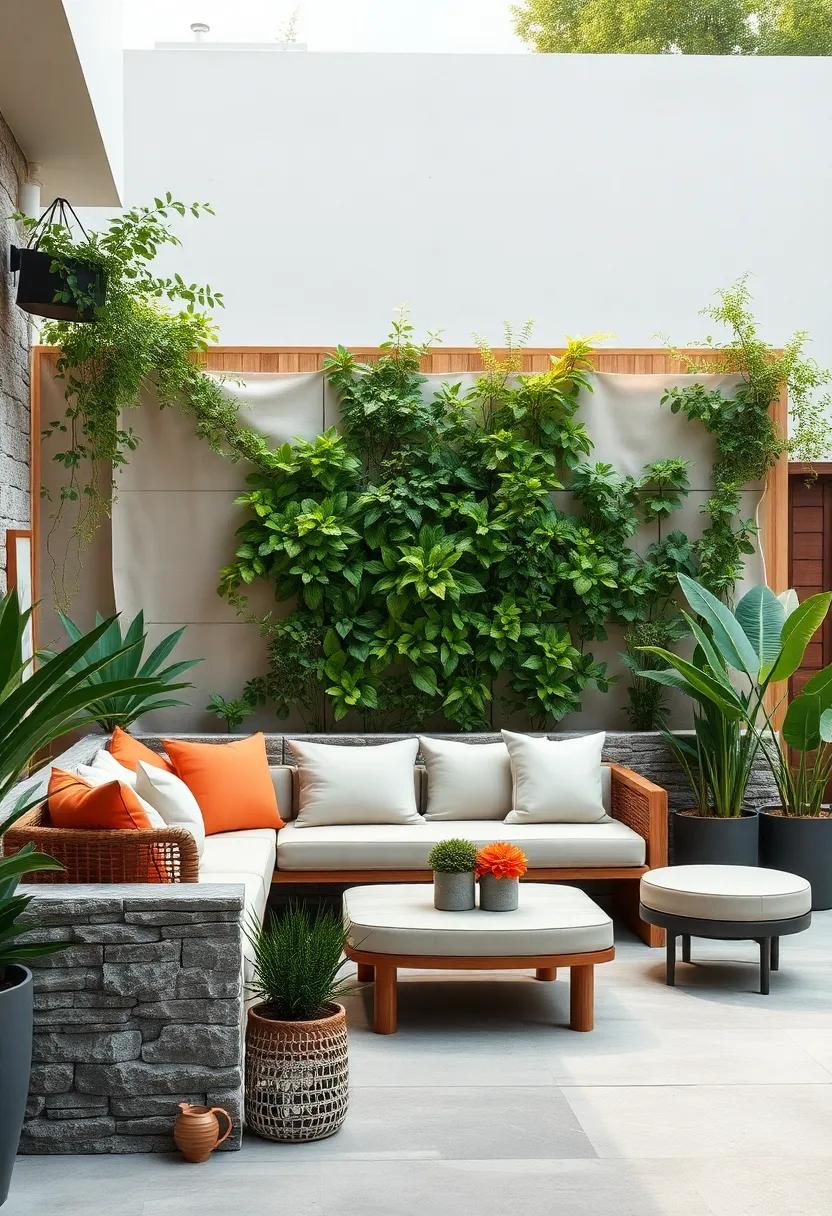 Vertical Garden with Seating: A ⁣beautifully designed​ vertical garden fence‍ not⁤ only showcases‌ plants but ⁢also ⁣features seating, allowing‍ you to take ⁣in the greenery up ⁣close