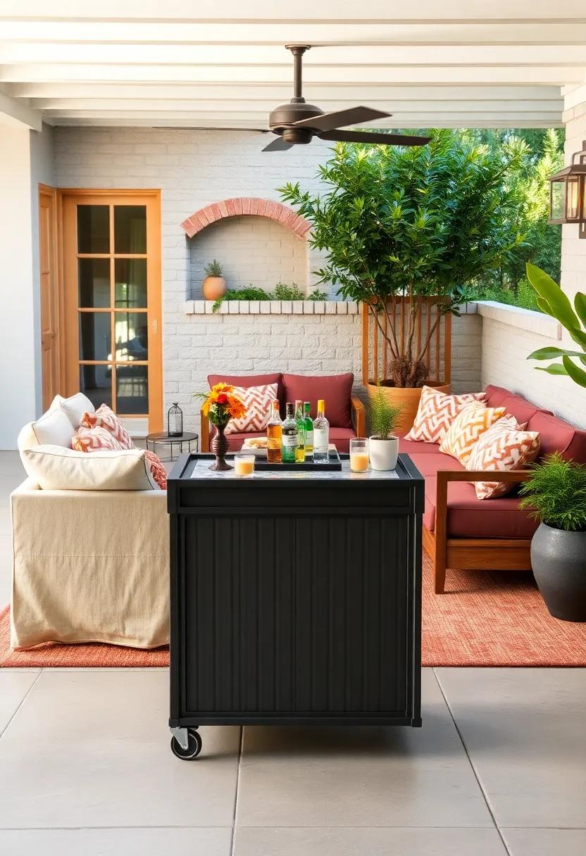 Bar Cart with Built-In Ice Bin: Elevate your hosting game with a stylish bar cart that features an integrated ice bin for quick cocktail service